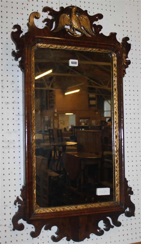 George III style mahogany and gilt fretted mirror